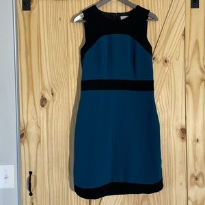 LOFT Teal & Black Colorblock Sleeveless Dress